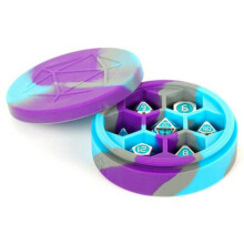 Metallic Dice Games LIC924 Silicone Round Dice Case - Purple, Gray & Light Blue