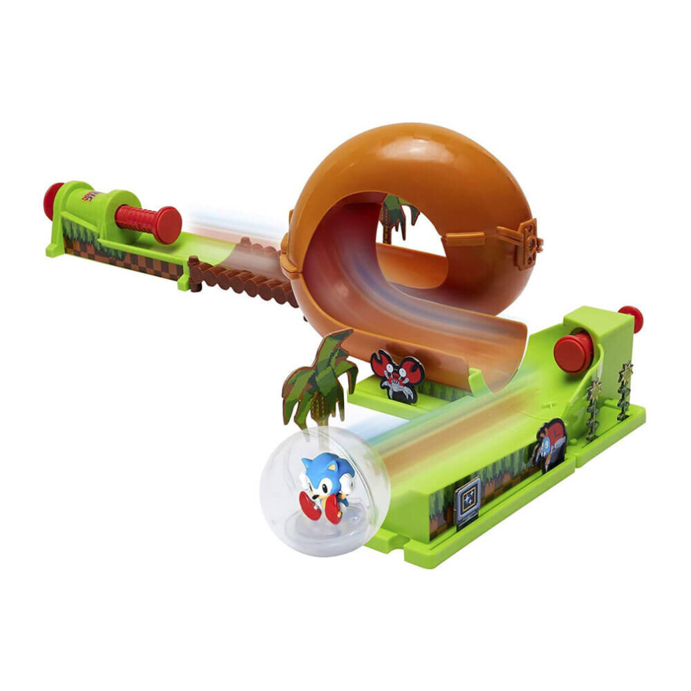 Set de jeu Sonic The Hedgehog Pinball Green Hill Zone, 9 pi?ces, action looping, bumper automatique, sphere Sonic incluse, d?s 3 ans.