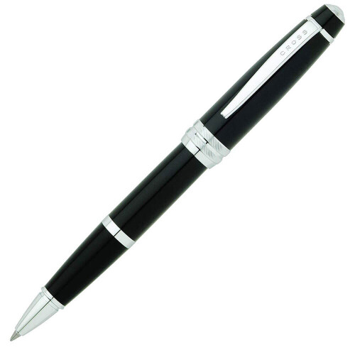 Cross Cross Bailey Rollerball Pen Black Lacquer Chrome Trim Medium Nib Black Ink