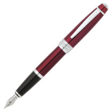 Cross Bailey Red Lacquer Refillable Fountain Pen With Medium Nib And Black Ink