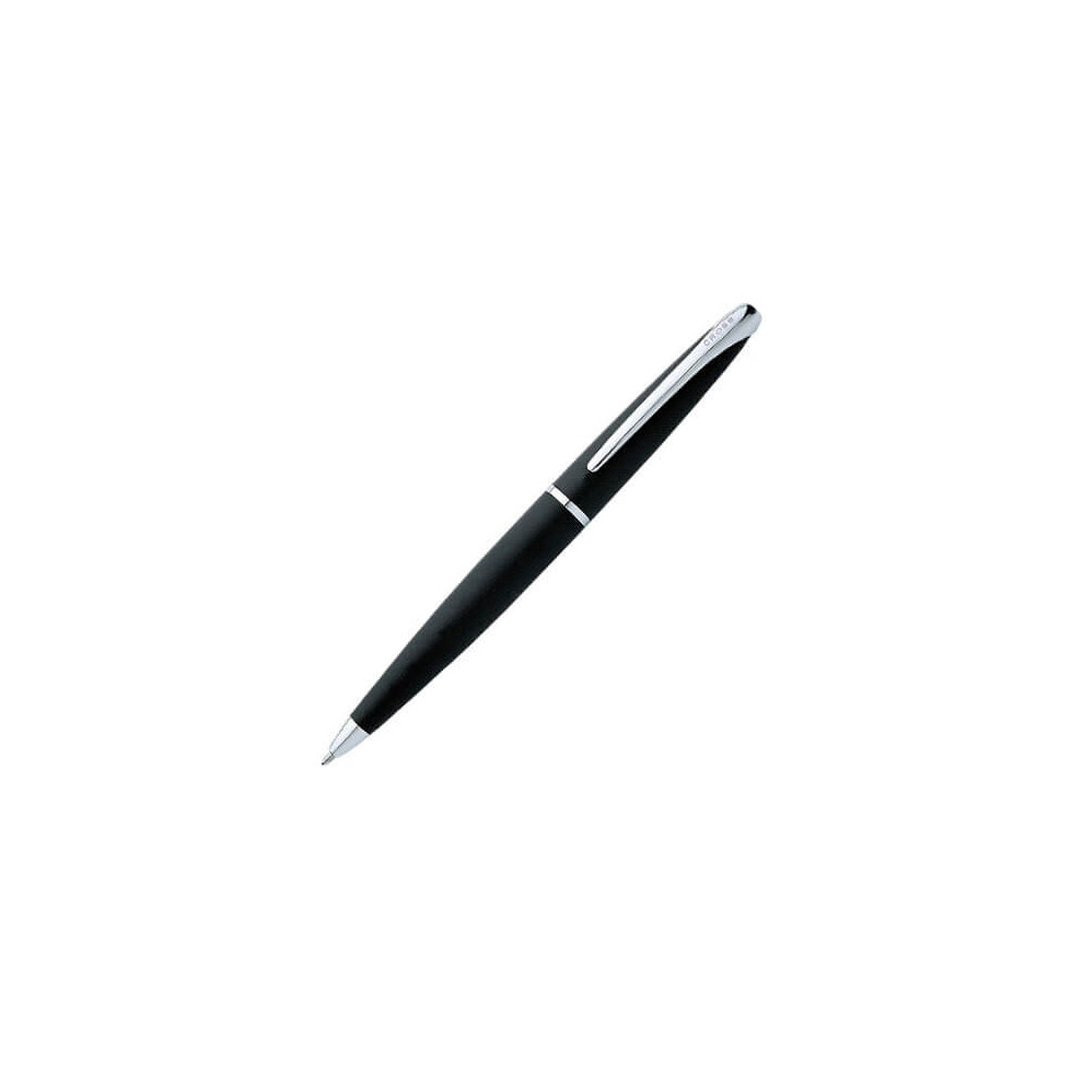 Cross Atx Basalt Ballpoint Pen With Rounded Clip Chrome Trim & Ink Black