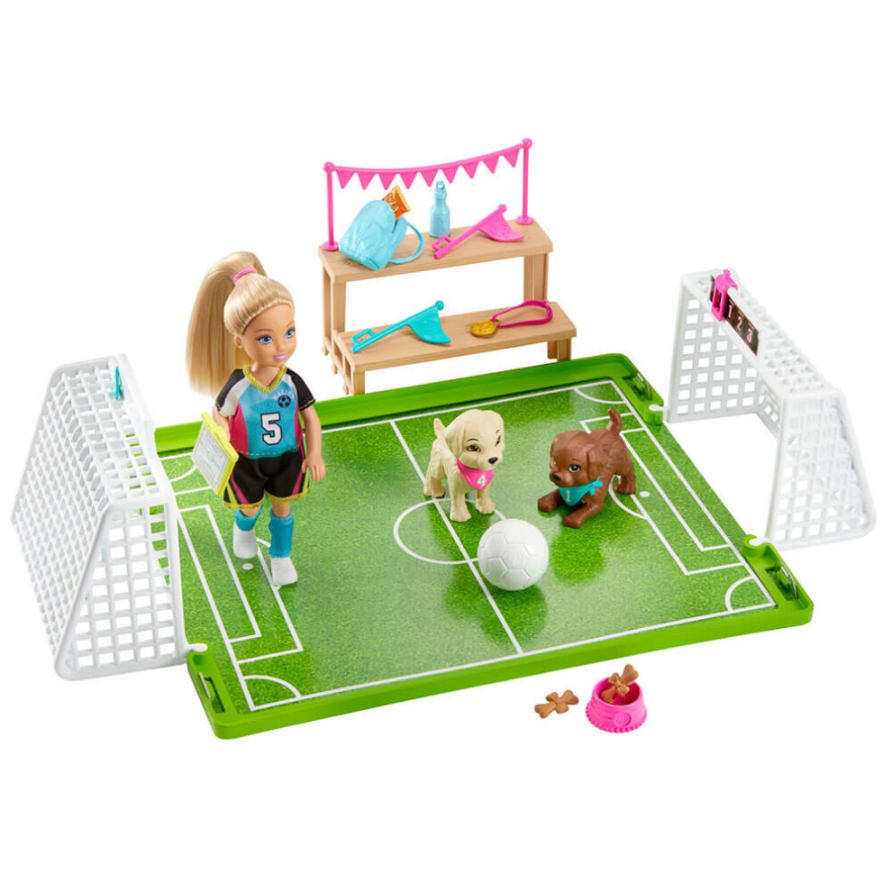 Barbie Chelsea Football Playset, With Chelsea Doll And 2 Puppy Friends