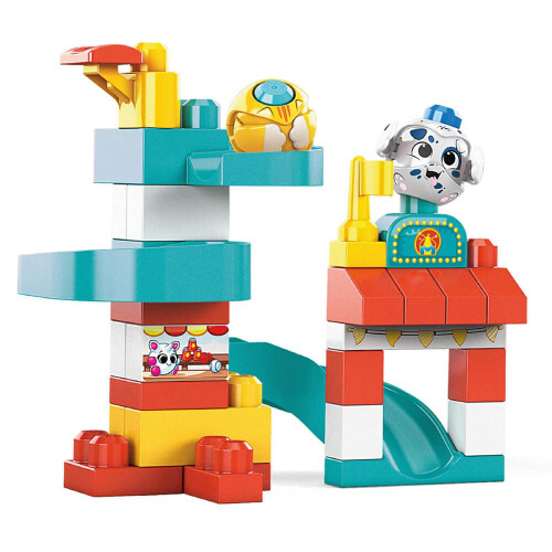 Mega Bloks GKX70 First Builders Peek A Block Playset - 3-Story Amusement Park with Dog & Cat Peek-A-Blocks