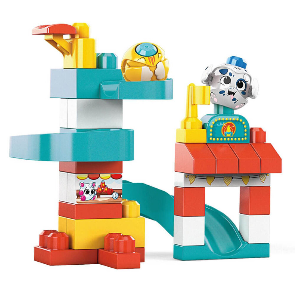 Mega Bloks Gkx70 First Builders Peek A Block Playset - 3-Story Amusement Park With Dog & Cat Peek-A-Blocks