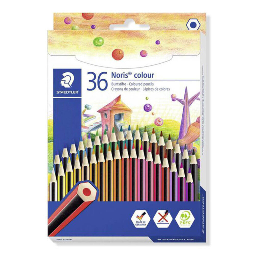 STAEDTLER 185 CD36 Noris Colouring Pencil, Assorted Colours, Pack of 36