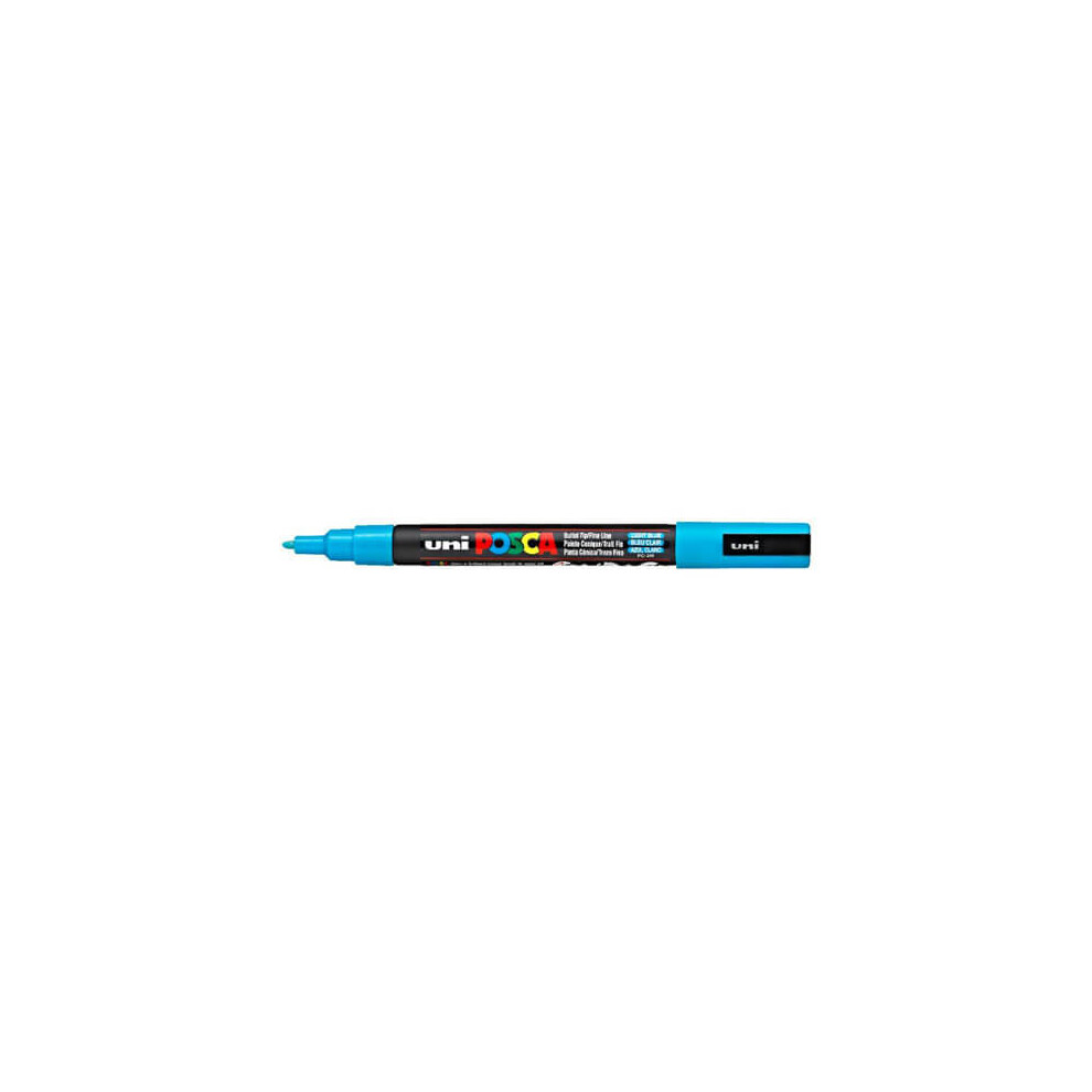1 x Uni Posca PC-3M Paint Glass Window Marker Pen Fine Bullet Tip 1.3mm Light Blue