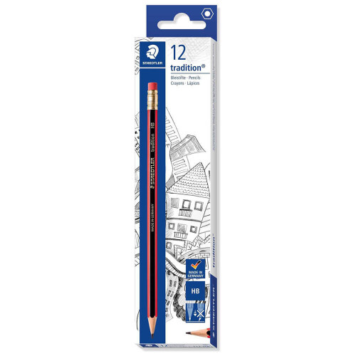 Staedtler Staedtler Tradition 112 Pencil with Eraser Tip HB (Pack of12)