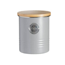 Typhoon Living Airtight Coffee Storage Canister with Bamboo Lid, Grey, 1 Litre
