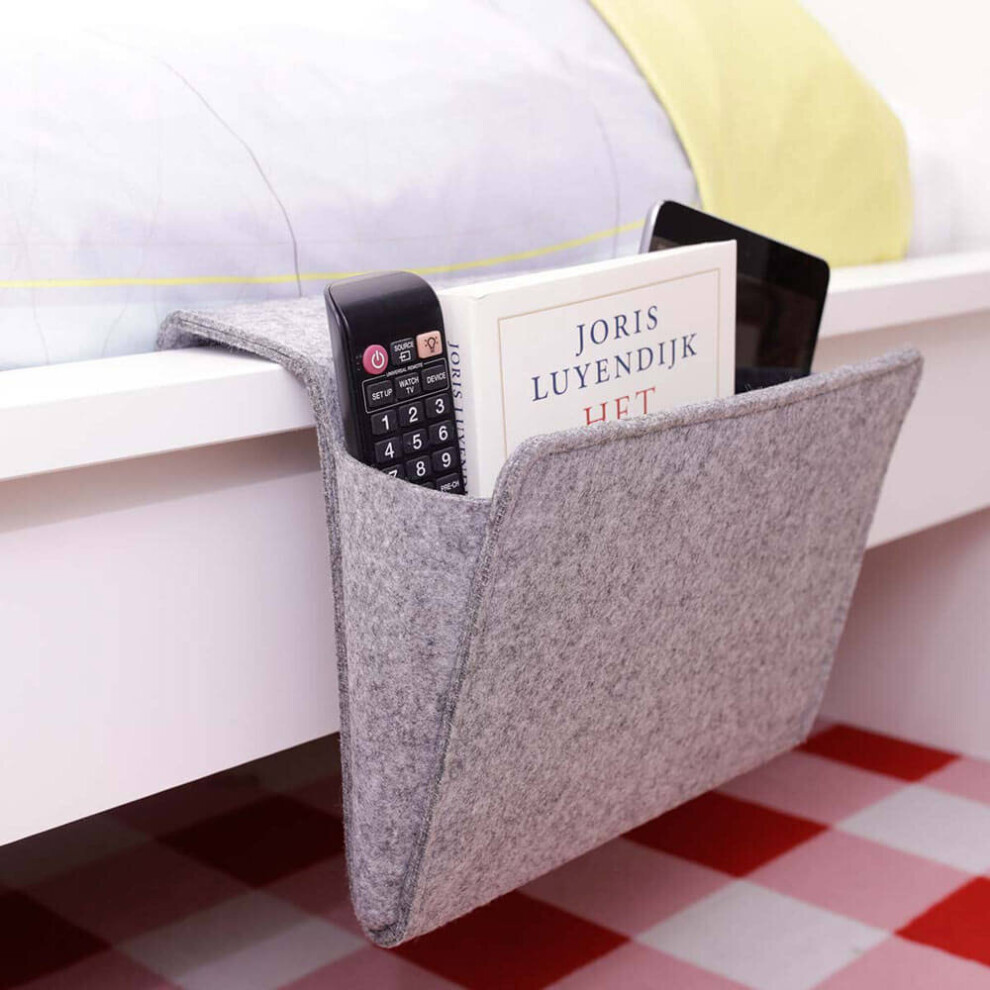 Kikkerland Boiled Wool Bedside Pocket, 22x 28.2x 4 cm, Grey