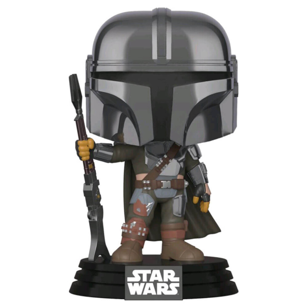 Funko POP! Star Wars The Mandalorian Chrome Mando Amazon + Pop protector