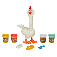 Play-Doh Animal Crew Cluck-a-Dee Feather Fun Chicken Toy Farm Animal Playset with 4 Non-Toxic Play-Doh Colours