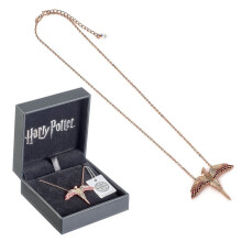 Harry Potter Rose Gold Plated Sterling Silver Fawkes Necklace with Swarovski Crystals