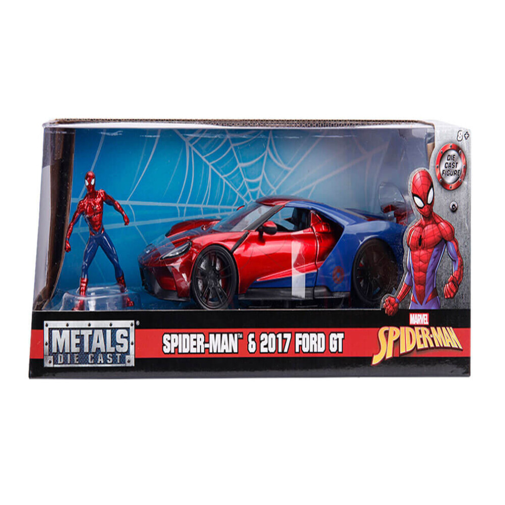 Spider-Man Marvel Figure and 2017 Ford GT 1:24 Scale Jada 99725 253225002