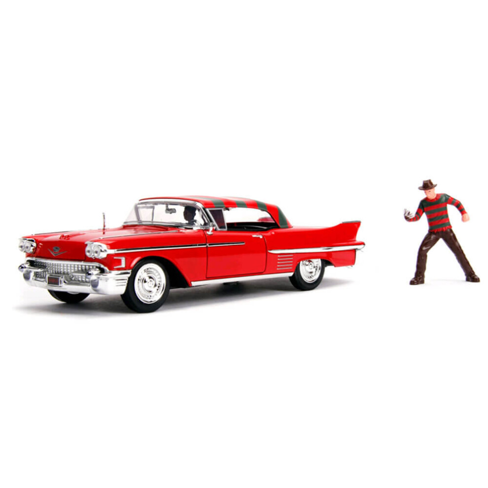 Photos - Toy Car Jada JA31102 Cadillac Series 62  Diecast Model Car with Freddy Krueger & Nancy Inside â Nightmare on Elm Street Collectib (1958)