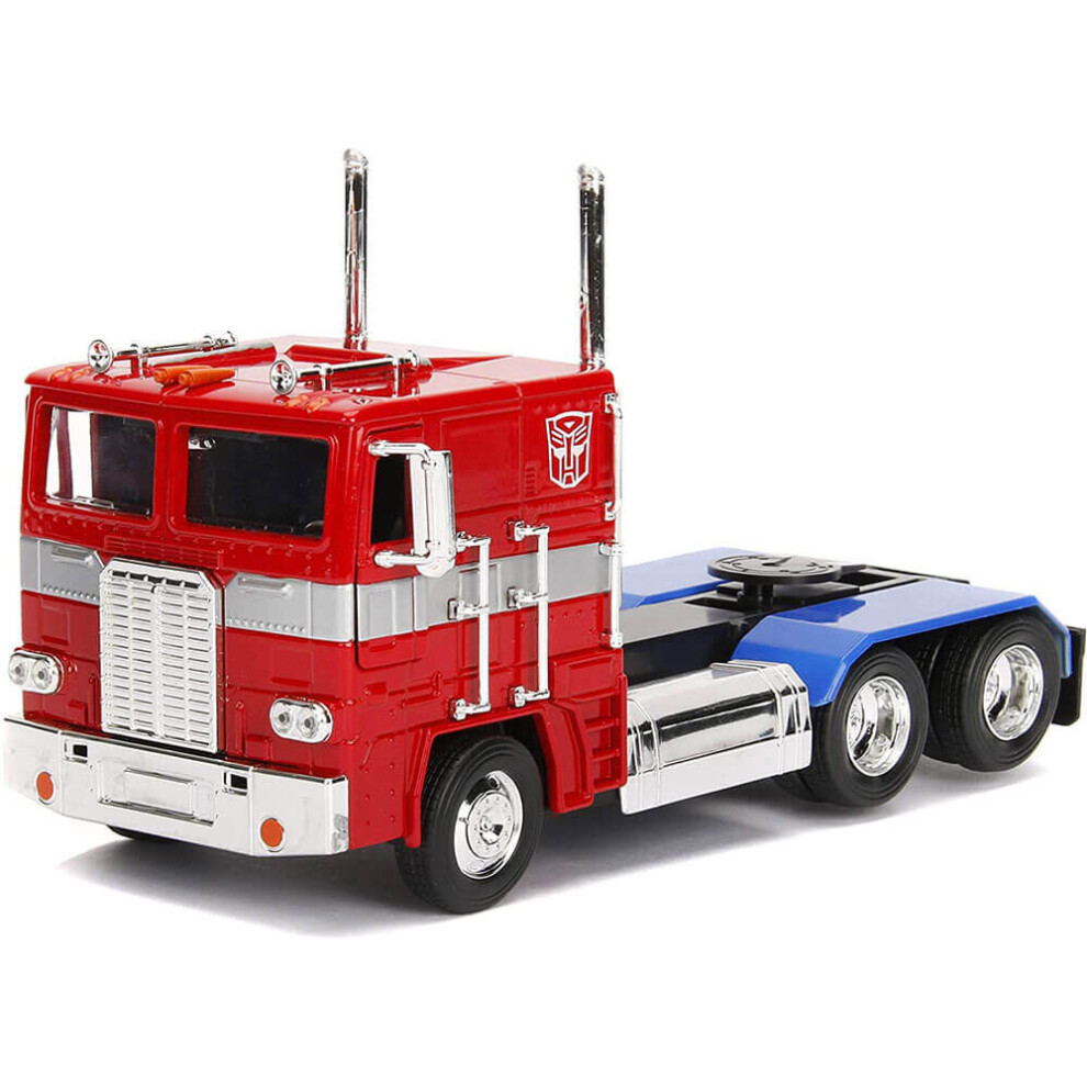 Jada Transformers G1 Optimus Prime Truck With Robot On Chassis Die-Cast Car