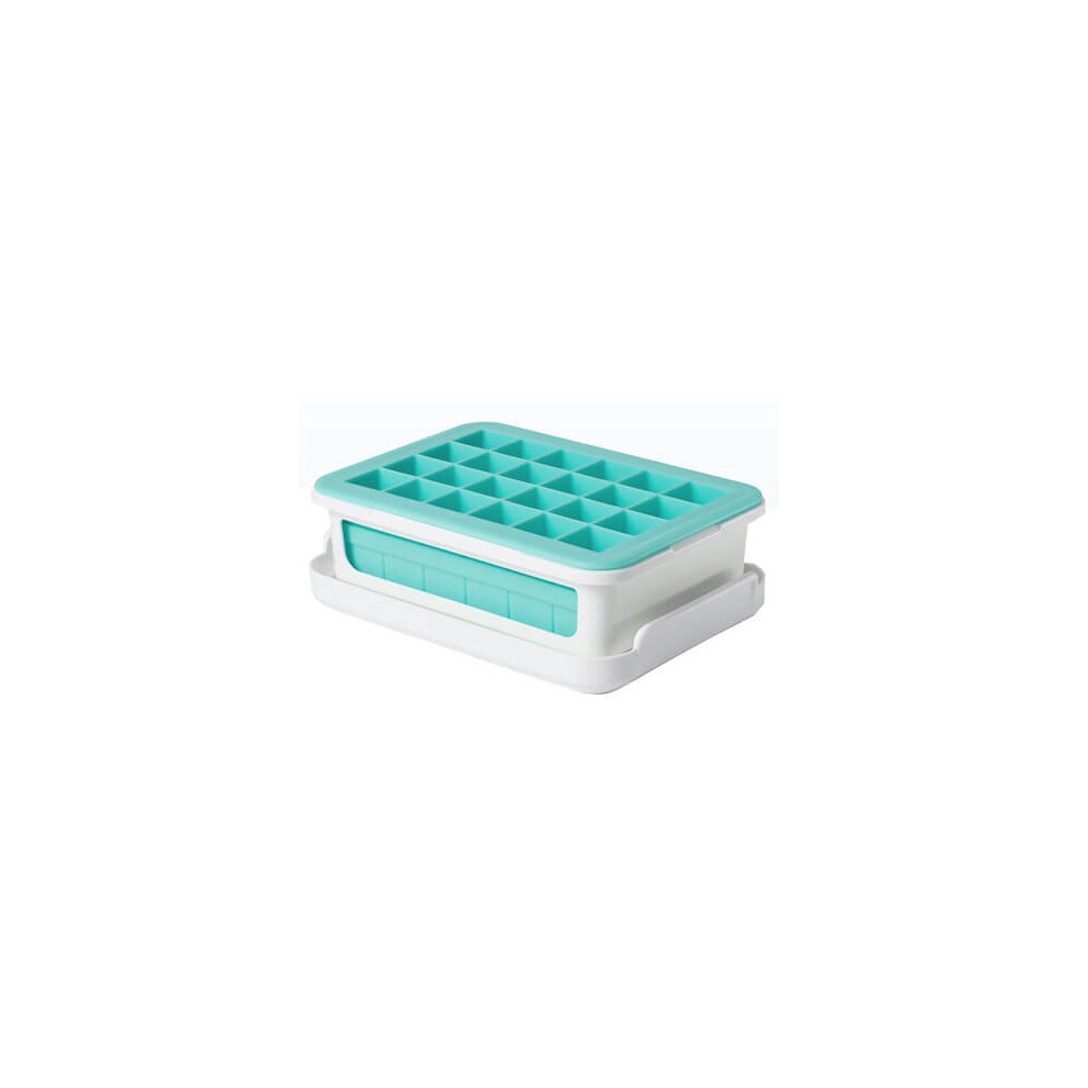 OXO 11154300 Good Grips Silicone Small Ice Cube Tray for Cocktails with LidLight Blue