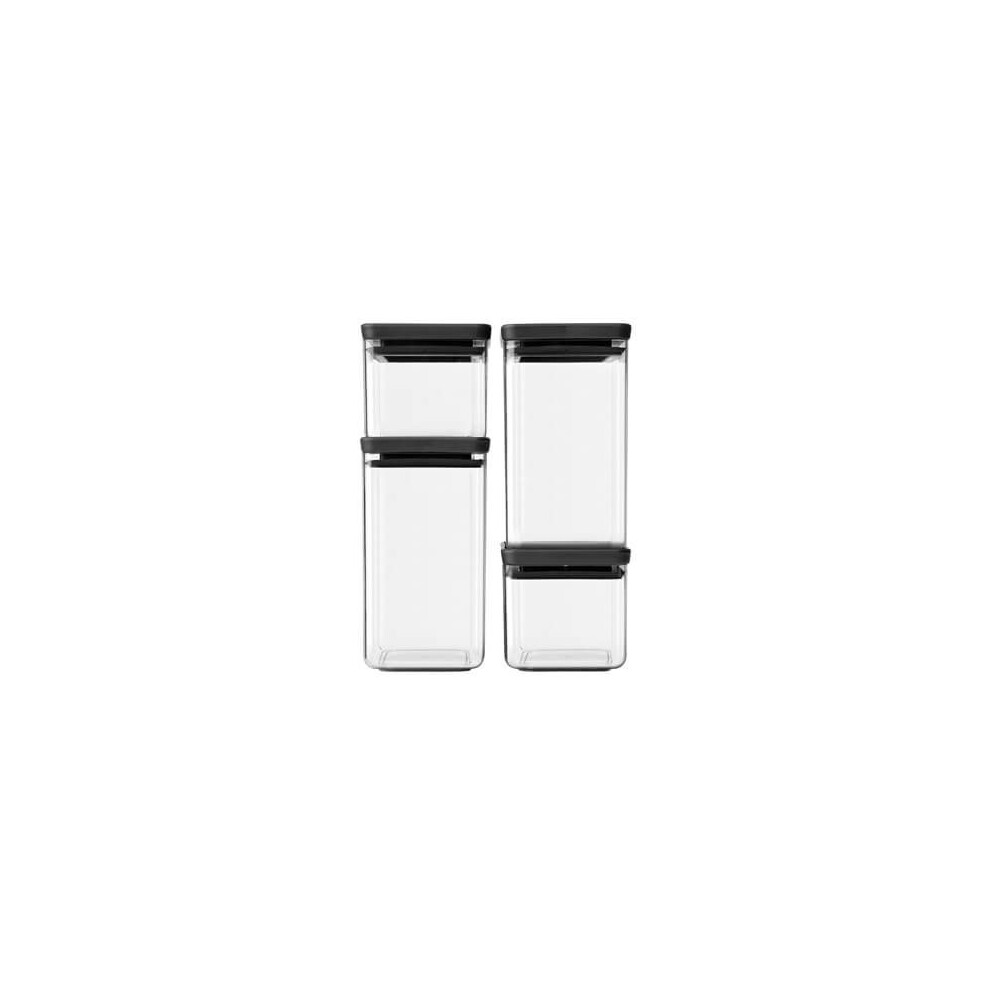 Brabantia Tasty+ Square Canister / Storage Jar, Set of 4, Dark Grey