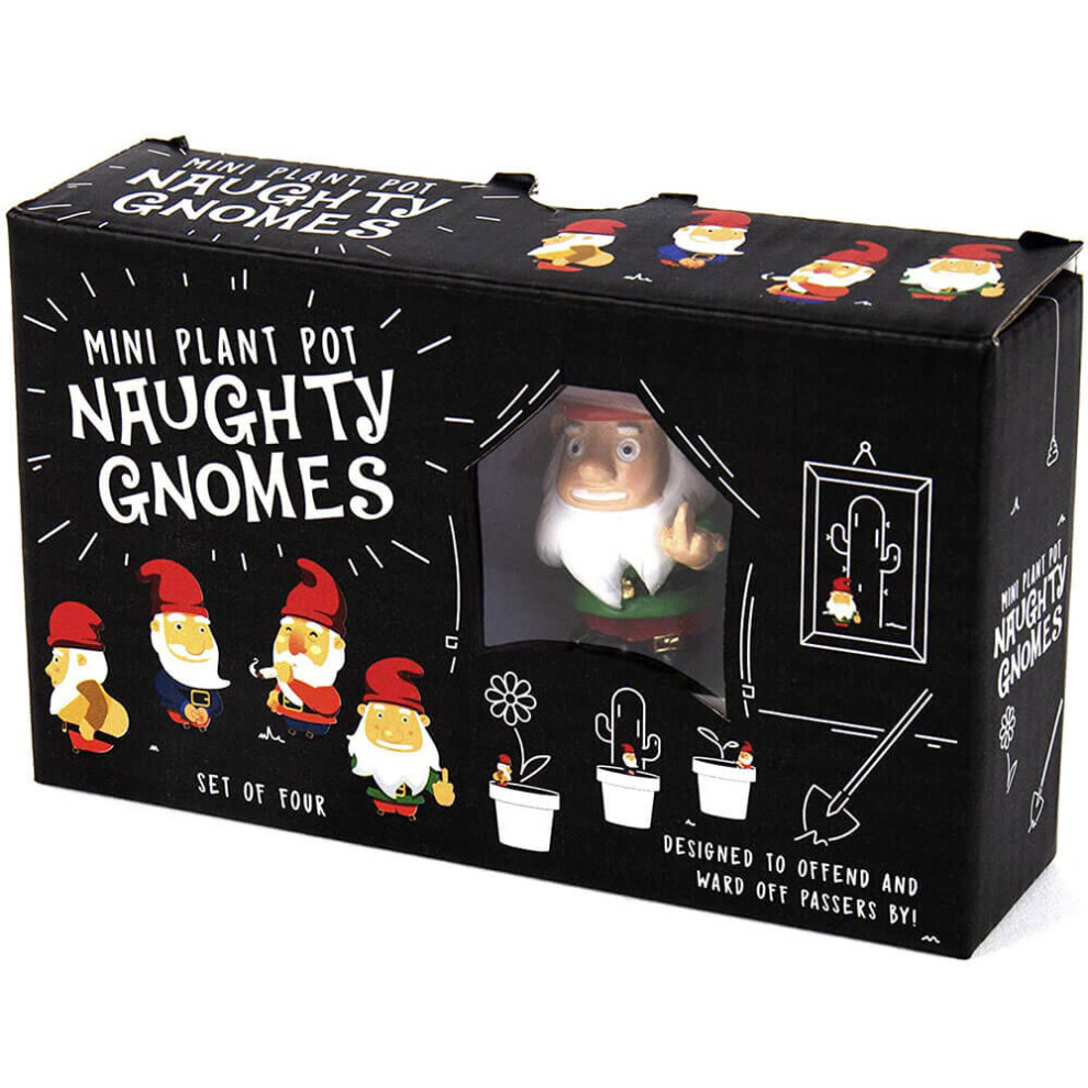 Gift Republic Mini Plant Pot Naughty Gnomes Ornament Figures Gift Set