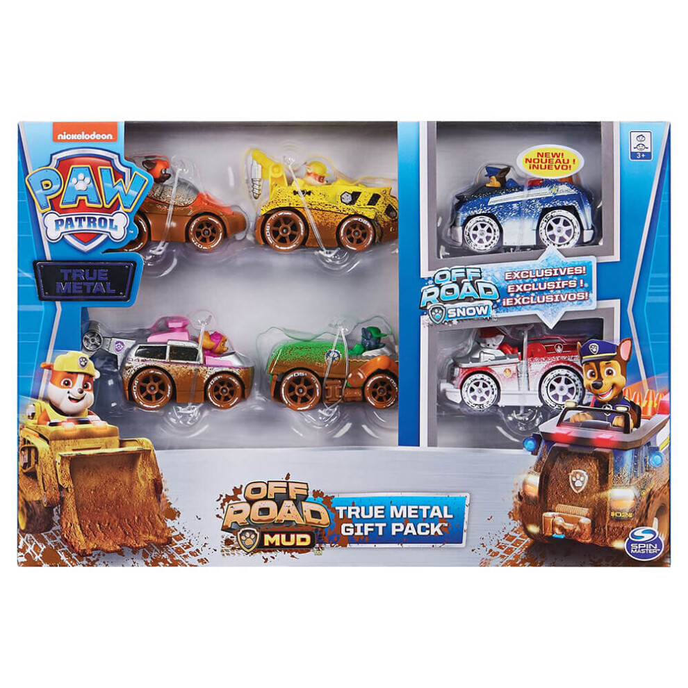 PAW Patrol 6058351 - True Metal Off-Road Gift Pack of 6 Collectible Die-Cast Vehicles, 1:55 Scale