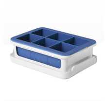 Plateau ? gla?ons en silicone OXO Good Grips avec couvercle - Gla?ons grands, couleur bleu fonc?.
