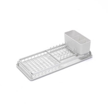 Brabantia Compact Dish Drying Rack with Draining Tray, Light Grey