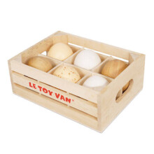 Caixa de meia dúzia de ovos - LE TOY VAN - Para cozinha infantil - Madeira - Misto - Bege e branco