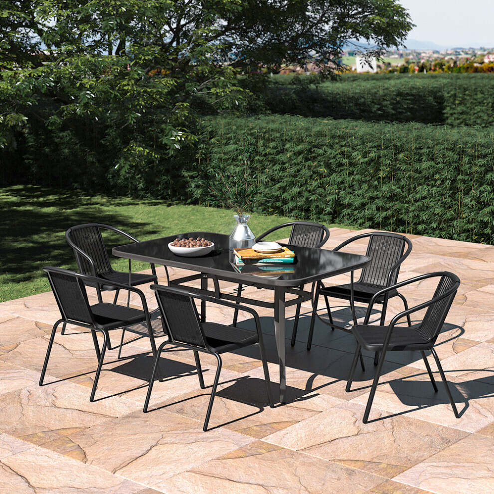 7PCS Garden Patio Dining Table&Chairs Set Outdoor Sturdy Furniture Set