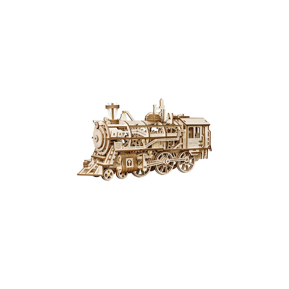 Locomotive: Mechanical Gears: ROKR Moving wooden 3D Train Puzzle model: Age 14 p