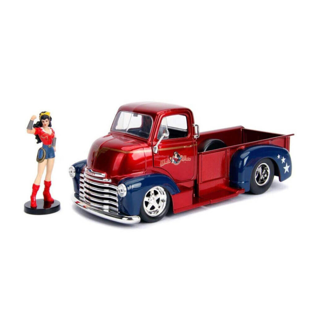 Photos - Toy Car Jada JA30453 1:24 1952 Chevy COE Pickup with Wonder Woman Figure, Multi 