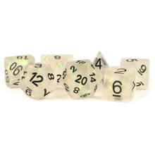 Metallic Dice Games LIC604 Icy Opal CLbk Dice & Dice Bags - Set of 7
