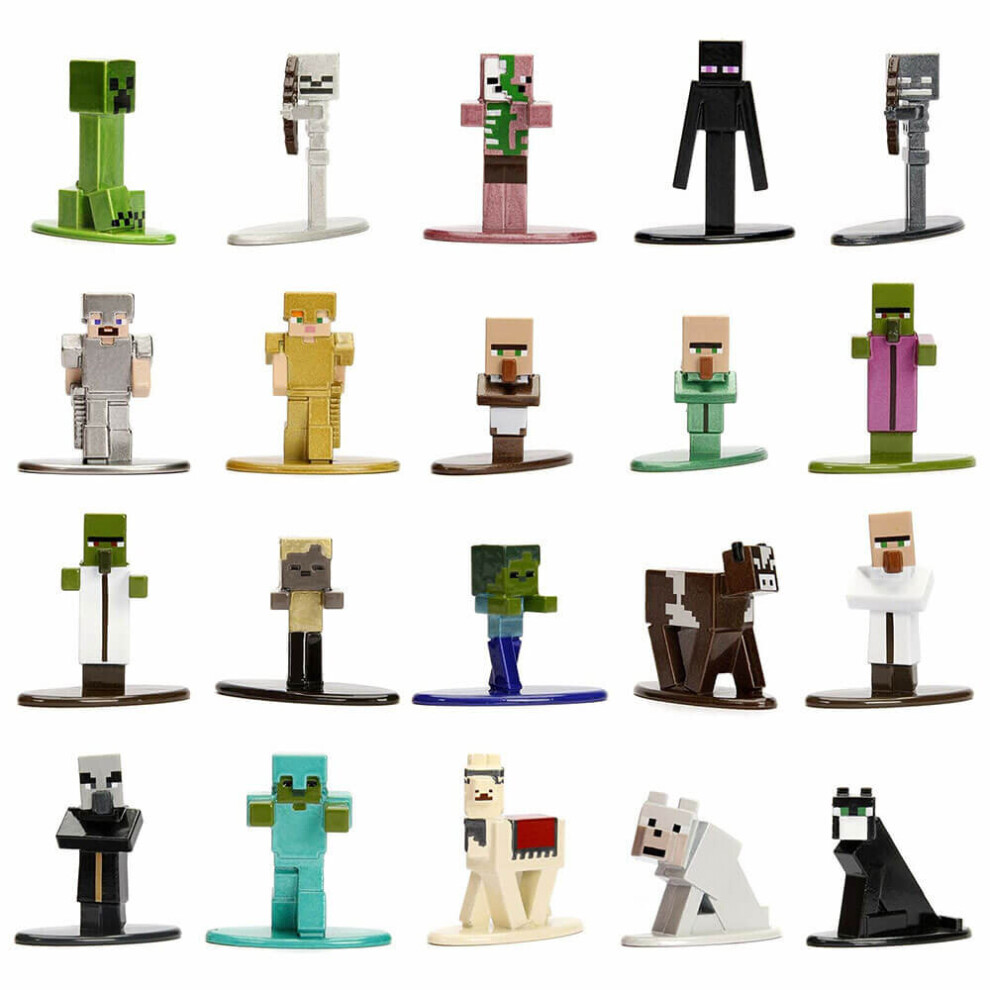 Jada Toys Minecraft 20-Pack Wave 1 Nano METALFIGS 1.65 Die - Cast Figures, Multicolor (30125)