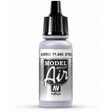 Vallejo Model Air 17ml Steel Metallic (71065) Water-Based Acrylic for Airbrushing & Detailing