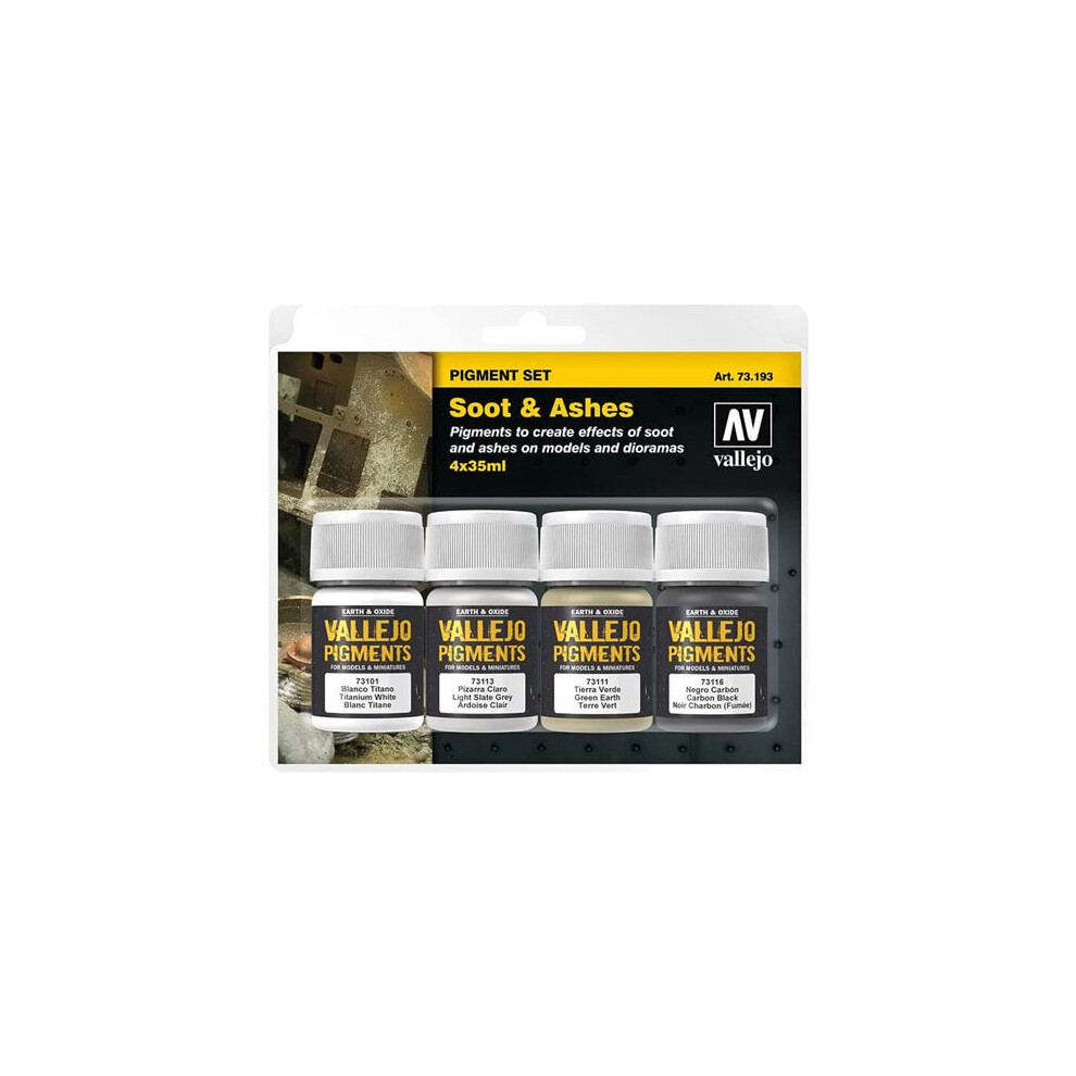 Val73193 - Av Vallejo Pigments Set - Soot & Ashes