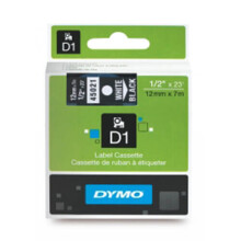 Fita de etiquetas Fita cassete DYMO LabelManager D1 12mm x 7m Branco/Preto