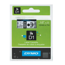 Cassete de fita DYMO LabelManager D1 12 mm x 7 m Preto/transparente (compatível com LabelManager e LabelWriter Duo)