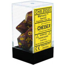 (Mercury) - Polyhedral 7-Die Speckled Dice Set - Mercury (d4, d6, d8, d10, d12, d20 & d00) - Board Game