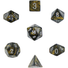 Chessex CHX27418 Dice-Leaf Schwarzgold/Silber-Set