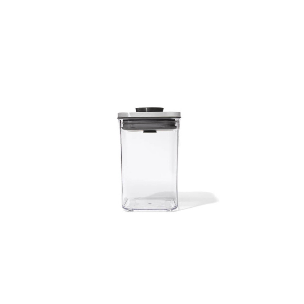 Oxo Pop Multi Purpose Square Container with Steel Lid 1 Litre Clear