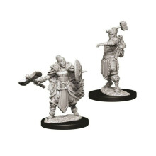 D&D Nolzurs fantastiske miniatyrer - Kvindelig halv -orc barbar | Wizkids umalede Dungeons & Dragons Minis