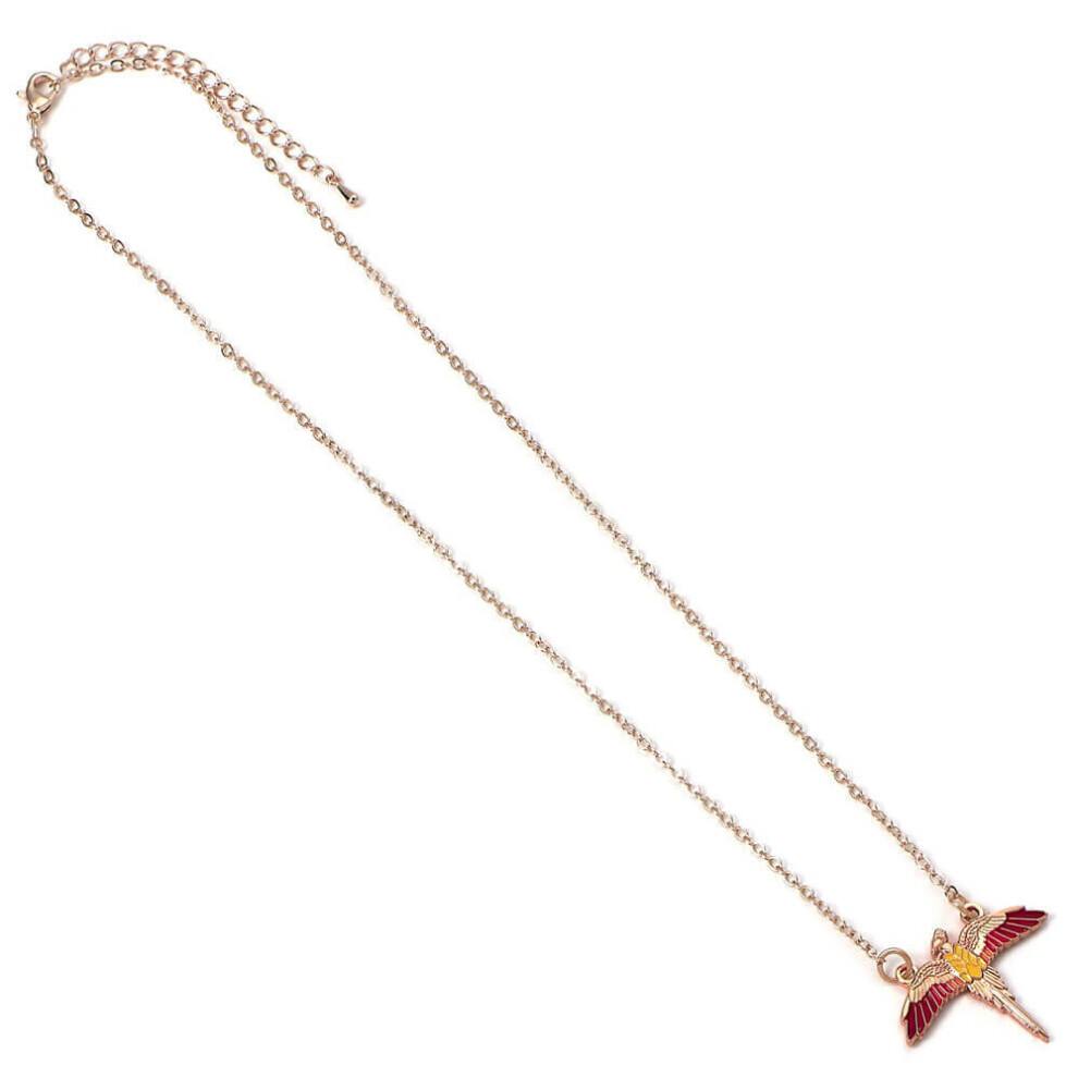 Harry Potter Rose Plated Fawkes Necklace Gold