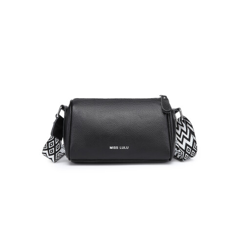 Miss Lulu (Black) MISS LULU Lightweight GenuineLeather Crossbody Bag