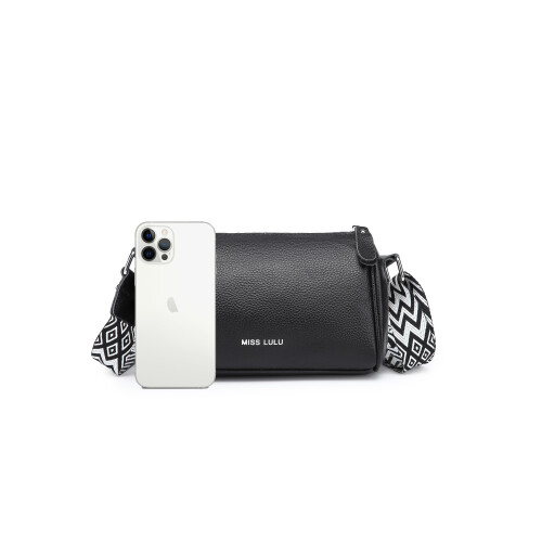 Miss Lulu (Black) MISS LULU Lightweight GenuineLeather Crossbody Bag 1