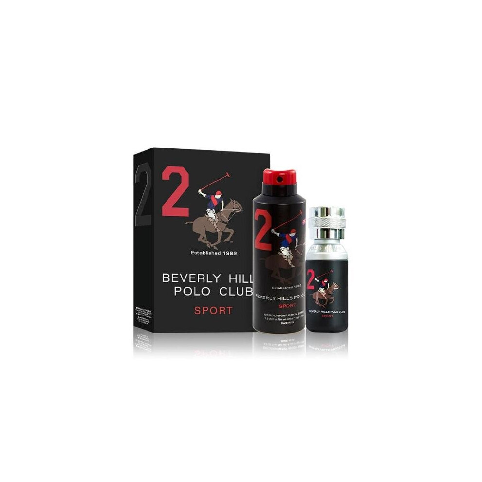 Beverly Hills Polo Club Sport Two 2 Pcs Gift Set For Men: 3.4 Eau De Toilette + 5.9 Deodorant Spray