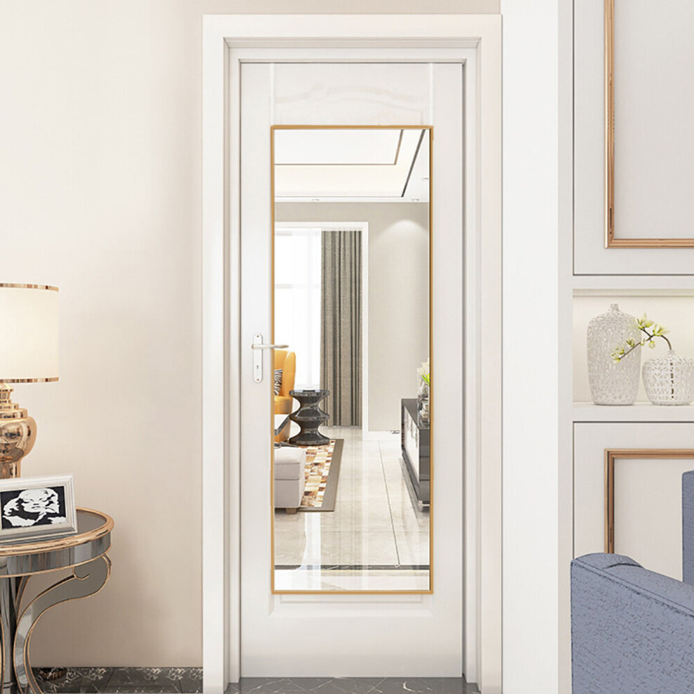 (Gold, 28cm W x 78cm H) Rectangular Metal Frame Over the Door Full Length Mirror