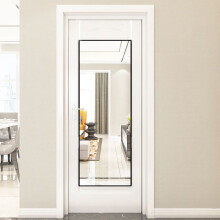 (Black, 28cm W x 118cm H) Rectangular Metal Frame Over the Door Full Length Mirror