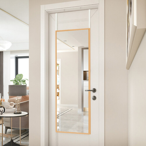 Living And Home (Gold, 28cm W x 78cm H) Rectangular Metal Frame Over the Door Full Length Mirror 1
