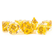 Metalliske terningspil lic696 Pearl Yecp Dice , Clear & Yellow - Sæt på 7