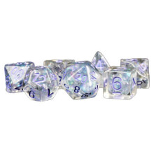 Jocuri cu zaruri metalice Lic689 Pearl Clpu Dice , Clear & White - Set de 7
