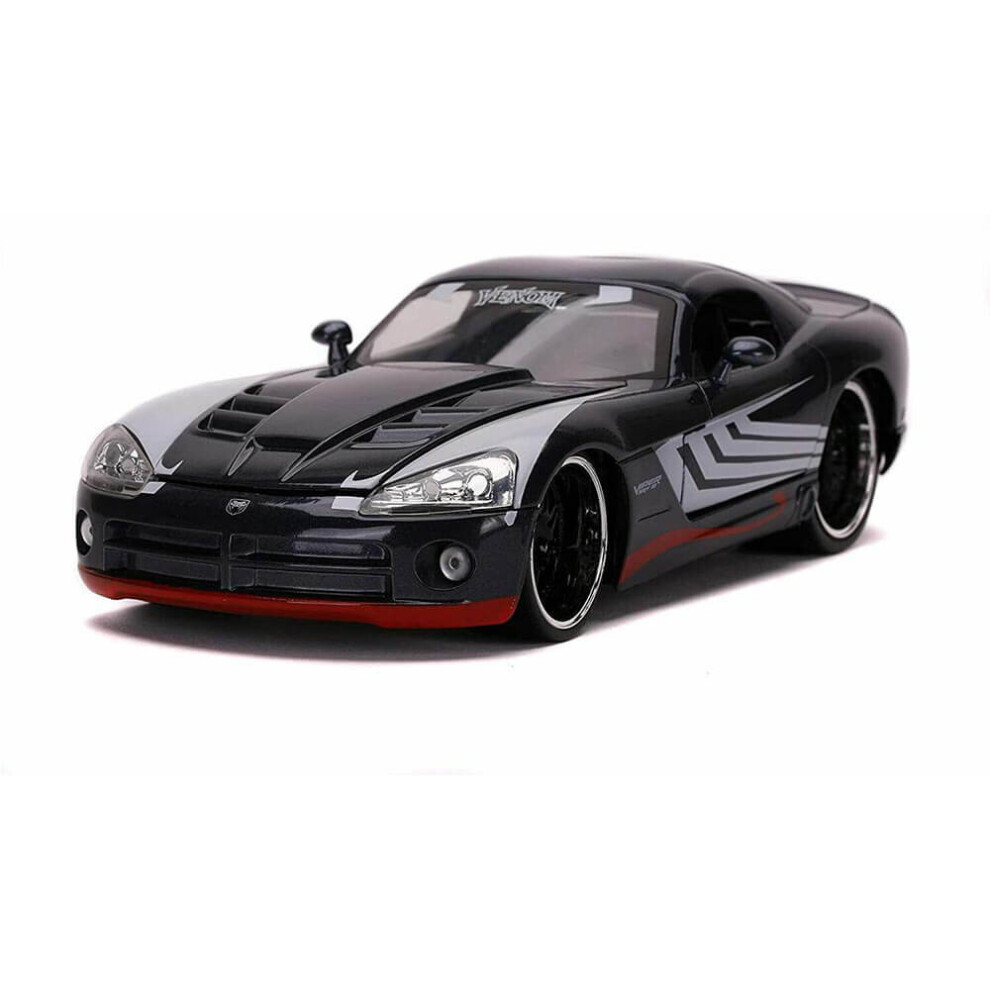 Photos - Toy Car Jada 2008 Dodge Viper SRT10 Dark Gray with Venom Diecast Figurine \Spider-Man\" \"Marvel\" Series 1/24 Diecast Model Car by 
