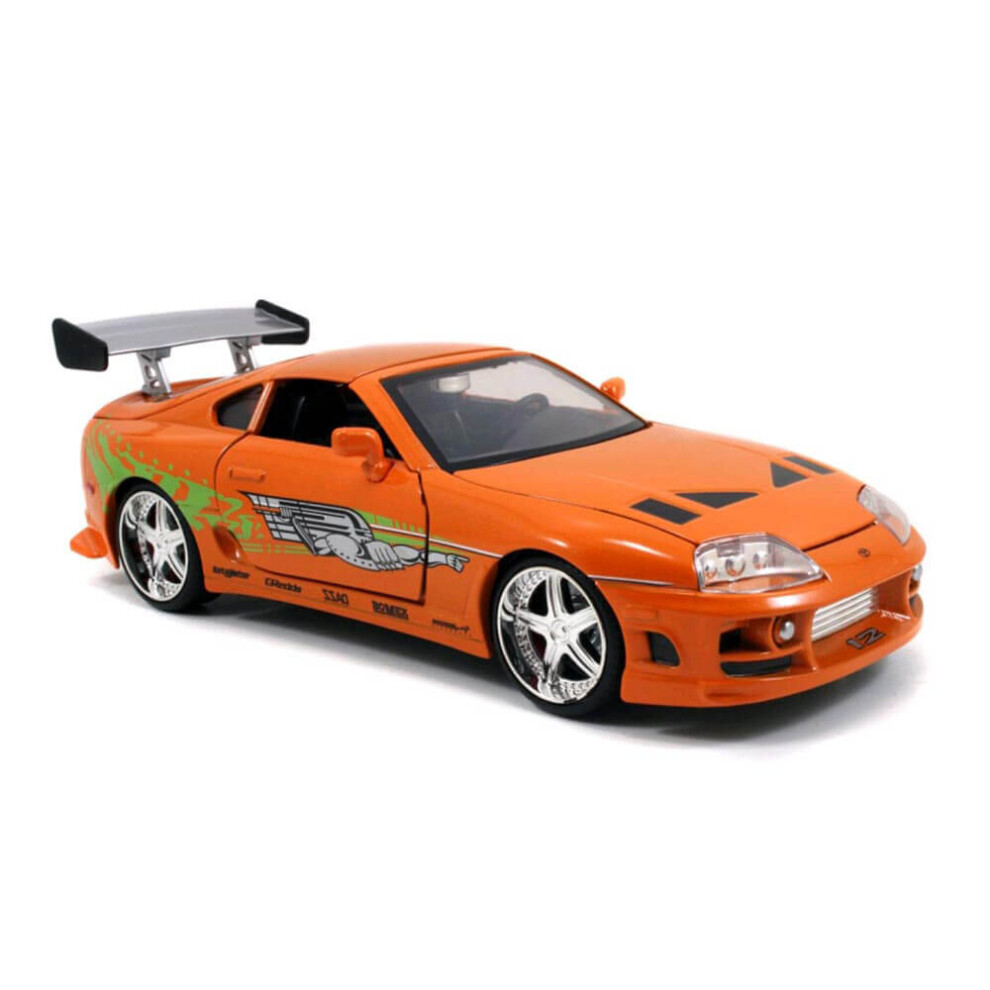 New Jada Brian\'S Toyota Supra \Fast & Furious\" Movie 1/24 Diecast Model Car By Jada" Orange